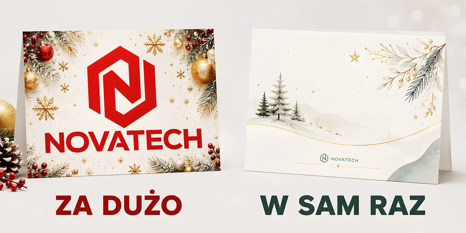 Kartka świąteczna z małym, dyskretnym logo firmy