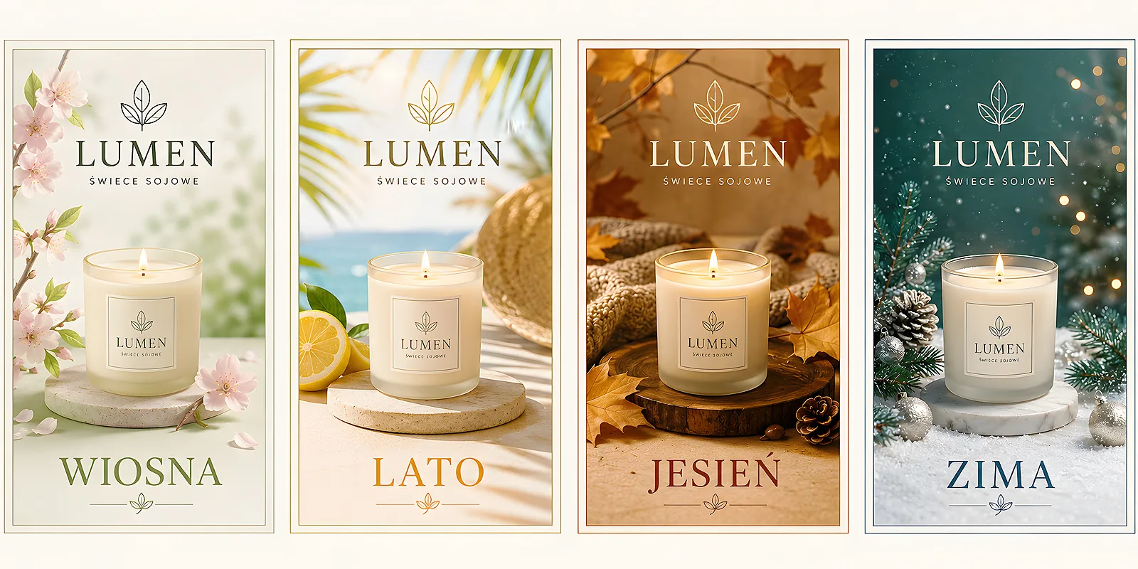 Cztery sezonowe wersje tej samej reklamy firmy