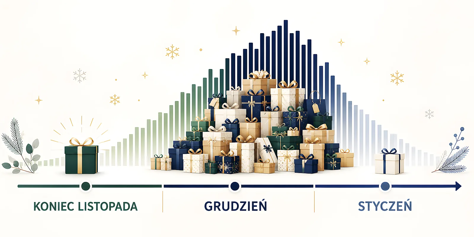 Świąteczny prezent firmowy na tle kalendarza grudnia