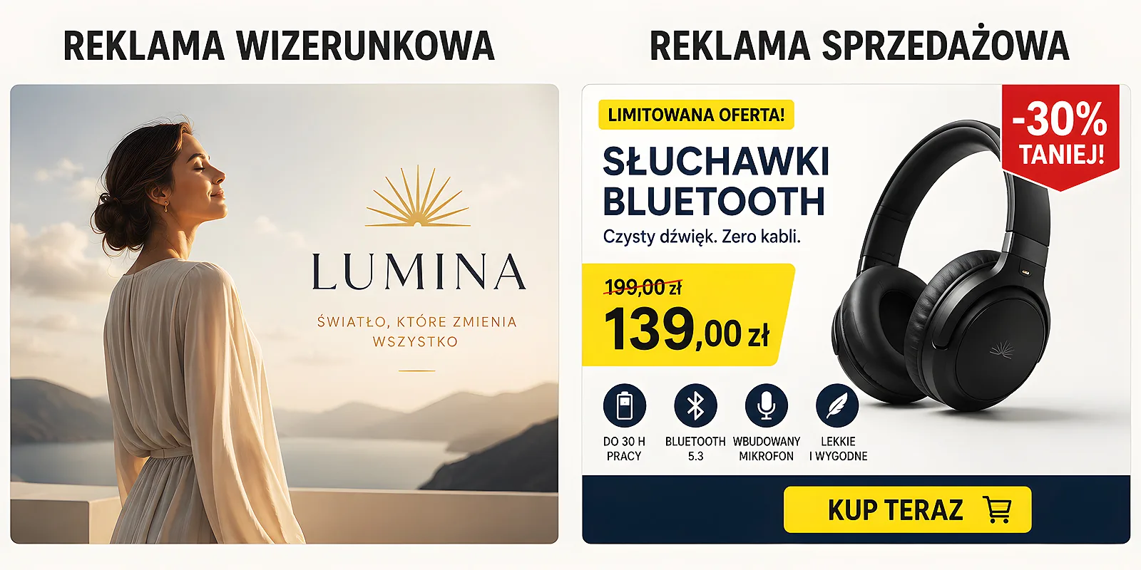 Reklama wizerunkowa obok reklamy sprzedażowej