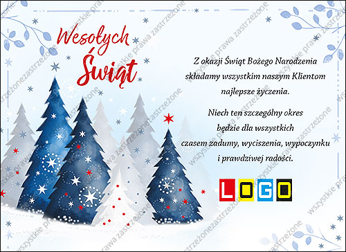 Navy forest under red lettering - e-card EBN-013