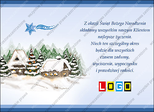 Zaśnieżone domki pod gwiazdą - e-kartka EBN-058