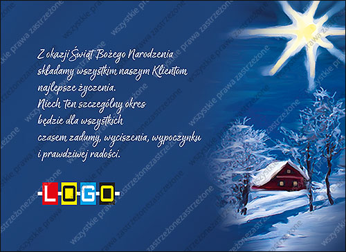 Oszronione drzewa przy czerwonym domku - e-kartka EBN-110