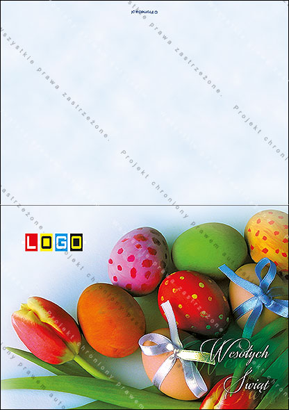 Easter eggs with bows and tulips - WN1-040, Cover: front and back