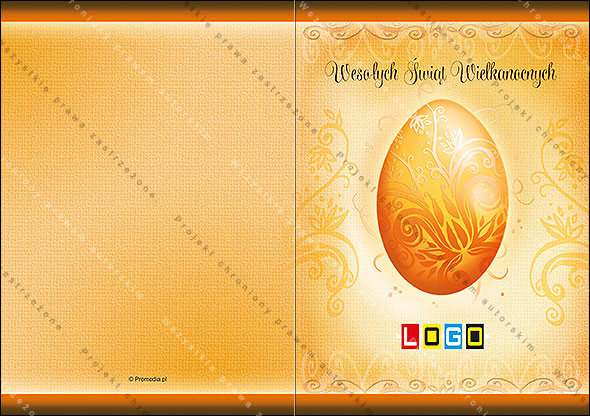 Orange Easter egg with a floral ornament - WN1-104, Cover: front and back