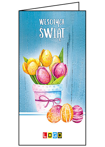 Tulipany w doniczce i trzy pisanki