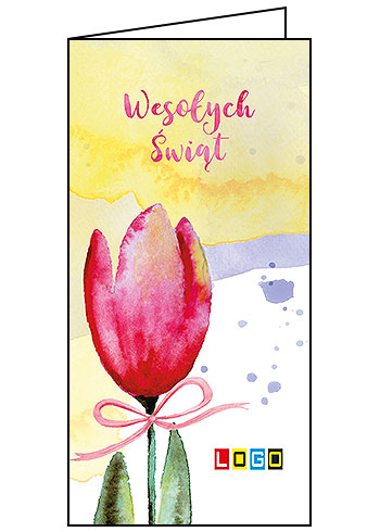 Akwarelowy tulipan z kokardką