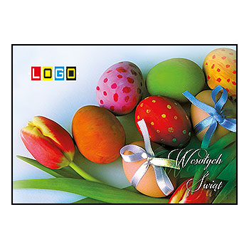 Pisanki z kokardkami i tulipany