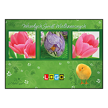 Tulipany i pisanka w trzech okienkach