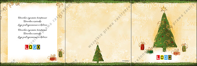 Christmas tree with presents on cream - CD in a card wallet