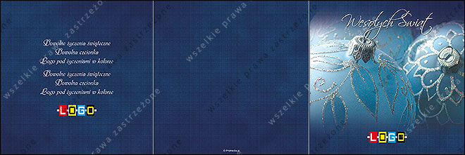 Two turquoise baubles on navy - CD in a card wallet