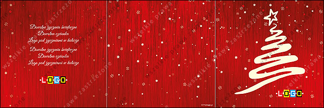 Cream ribbon Christmas tree on wooden red - CD in a card wallet