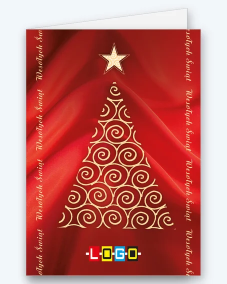 Spiral Christmas tree on red fabric BN1-042 - cover