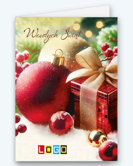 Red bauble by a present with a bow BN1-424 - cover