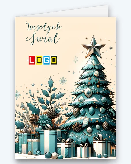 Sea-green Christmas tree with holly BN1-438 - cover