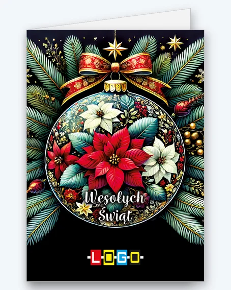 Poinsettias in a glass bauble BN1-479 - cover