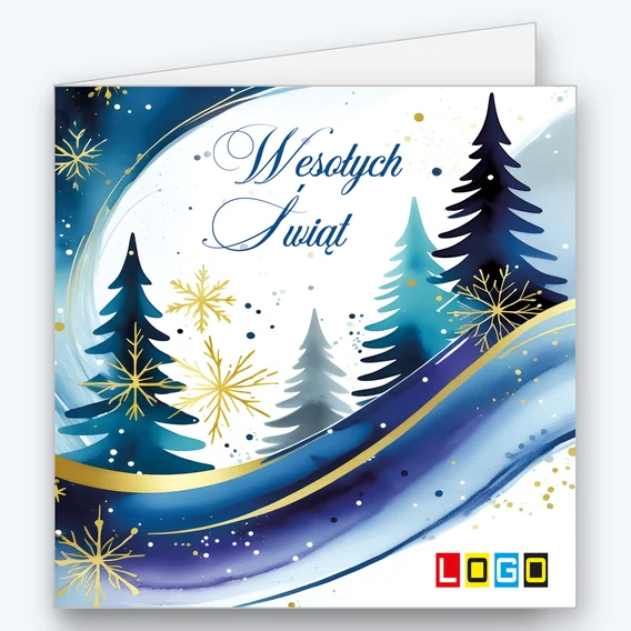 Christmas trees on a light blue wave BN2-513 - cover