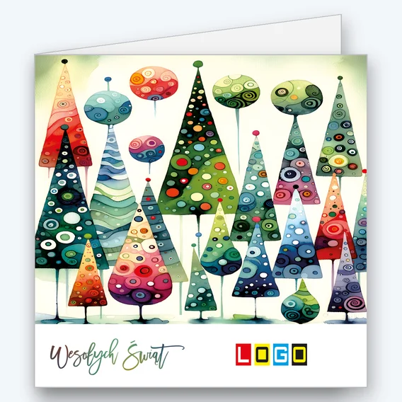 Watercolour grove of patterned Christmas trees BN2-554 - cover