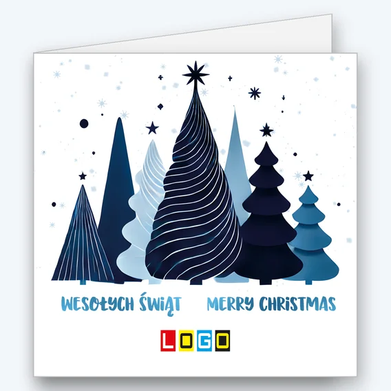 Navy and light blue Christmas trees in a row BN2-569 - cover