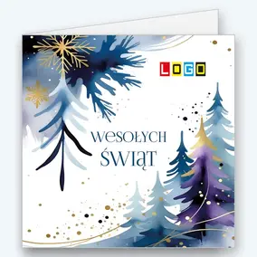 Akwarelowe świerki w granacie i fiolecie BN2-603 - okładka