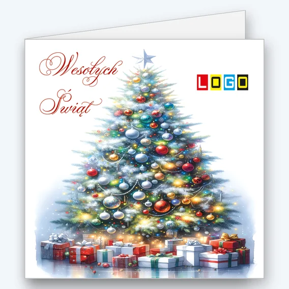 Colourful Christmas tree above a pile of presents BN2-611 - cover